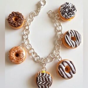 NWT Chocolate Donut Charm Bracelet - Adjustable Fit - Handmade
